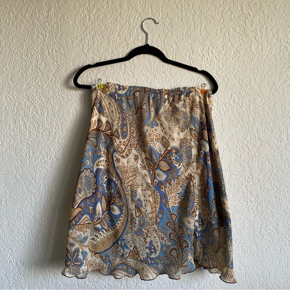 Blue and Gold Paisley Print Skirt